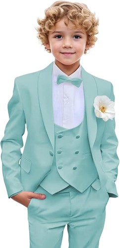 Boys 3 Pieces Slim Fit Suit Kids Tuxedo Suits for Boys Prom Wedding Party Formal - Picture 21 of 34