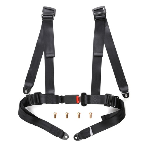 Safety 4 Point Retractable Car Seat Lap Belt Adjustable Kit Universal US Black - Picture 2 of 7