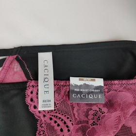 Lane Bryant Cacique Mid Waist Cheeky Plus Sexy Lingerie Panty 22/24 Pink Black