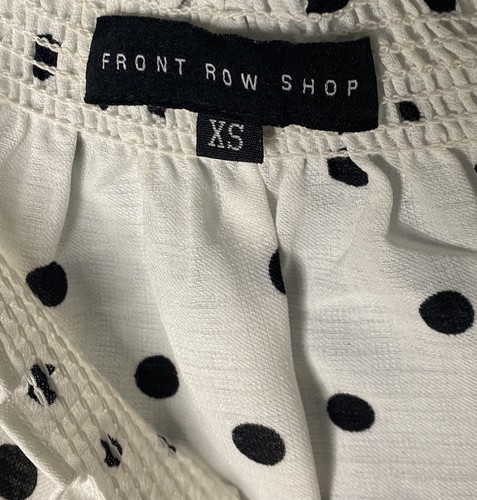 Front Row Shop Dress XS Short Sleeve Black White Polka dots - Picture 3 of 9