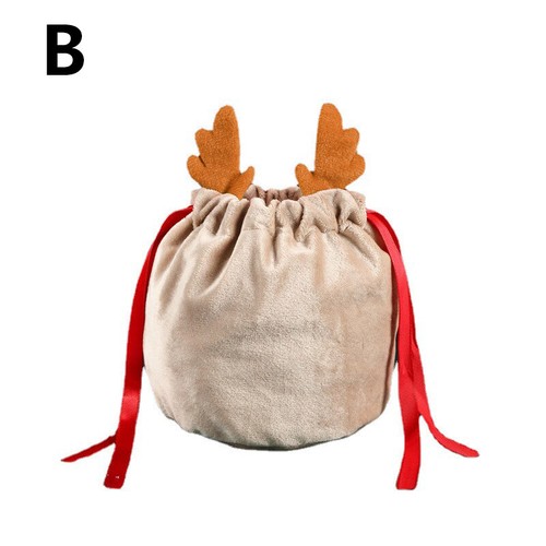 Christmas Antlers Bags Velvet Draw String Candy Bags Bunny Gift Packing Bags - Picture 4 of 13