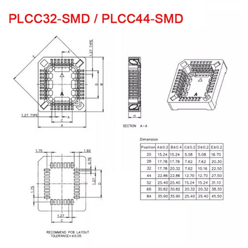 PLCC-32P/PLCC-44P IC Socket Converter SMD / DIP Solder Type PLCC Sockets Adapter - Picture 7 of 10