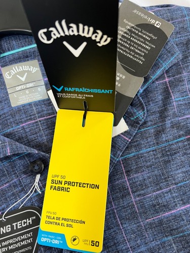 🔥CALLAWAY GOLF POLO CSC066 G410 PEACOAT PLAIDS AND CHECKS MEN'S SIZE LARGE NWT - Picture 12 of 23