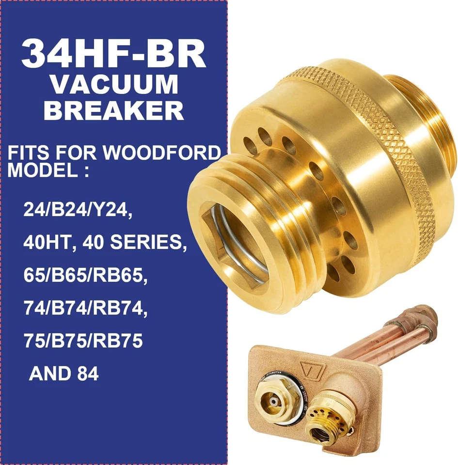 34HF-BR Brass Vacuum Breaker Single-Check Valve for Woodford Wall Hydrants - Image 2 of 4