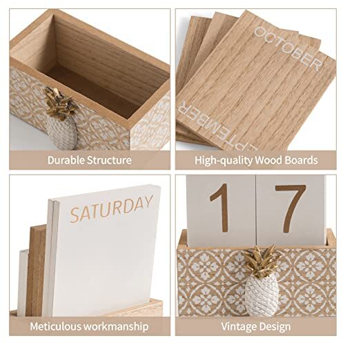 Wooden Calendar Desk Calendar Home Desk Decoration Desk Date Week Month - Picture 6 of 19