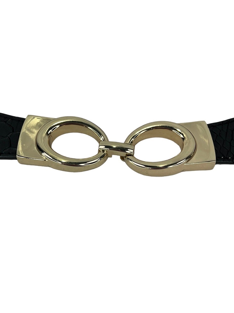 Woman Size M/L Belt Black Gold Stretch Elastic 1 Hook Front Closure 1.5in  Wide | eBay