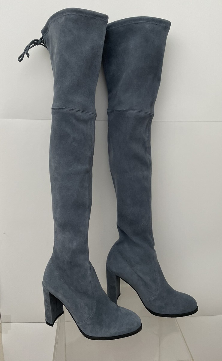 Stuart Weitzman Hiline Thigh High Tie Boots Suede Leather Stuart Weitzman Hiline Thigh High Tie Boots Suede Leather