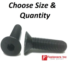 Flat Head Cap Screw Black Oxide Thread Socket- All Sizes (Choose Length & Qty)