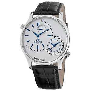 New-Men-039-s-August-Steiner-AS8010BU-Quartz-Dual-Time-Black-Leather-Strap-Watch