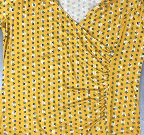 Camisa Jaclyn Smith Imitación Envoltura Mujer XXL Amarillo Blanco Azul Rayón Spandex Elastizada - Imagen 4 de 15