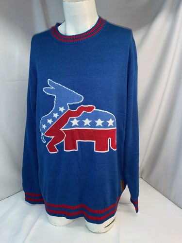 Tipsy Elves Humping Donkey Democrat Sweater XXL Men Blue Crew NWT YGI L1-682 - Picture 2 of 12