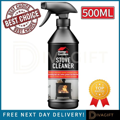STOVE CLEANER SPRAY REMOVER STOVE GLASS SOOT ASH CARBON GREASE TAR CLEANER 500ML - Picture 1 of 10