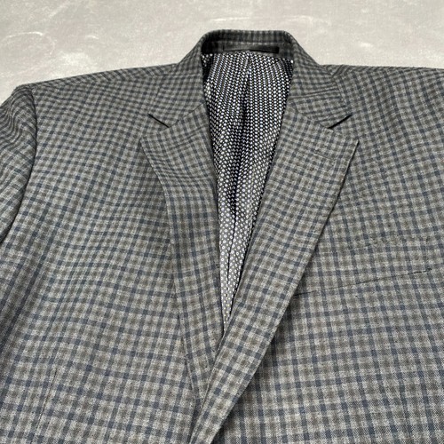 I Italian Soft Sport Coat Men's 40R Gray Plaid Long Sleeve Pockets Notch Lapel - Picture 5 of 14