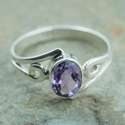 Anello Ametista Argento Sterling 925 Fatto a mano Bellissimi Gioielli Regalo per Lei KA-211 - Foto 3 di 7
