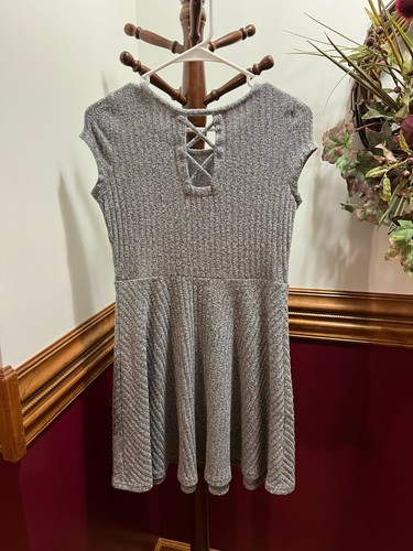 * Childrens Place Dress Girl Gray Sweater Size 16 Knee Length Stretch Cap Sleeve - Picture 4 of 5