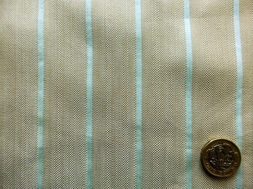 Woven Pin Stripe Beige Premium Italian Brocade Linen Silk Fabric Bundle 66x71cm - Picture 7 of 11