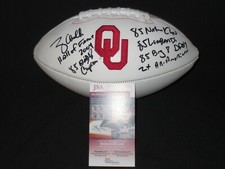 TONY CASILLAS SIGNED OKLAHOMA OU SOONERS LOGO FOOTBALL w/MULTI STATS JSA PROOF