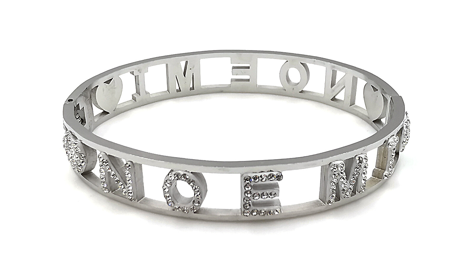 Bracciale da donna rigido con nome in acciaio inox zirconi braccialetto manetta - Foto 269 di 350