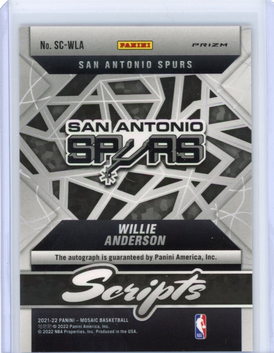 2021-22 Mosaic Willie Anderson Scripts Autograph Prizm - San