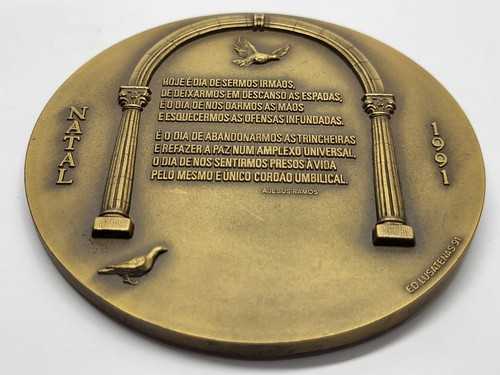 NATIVITY/ HOLY FAMILY/ Dove/ 1991 CHRISTMAS Bronze Medal - Picture 5 of 5