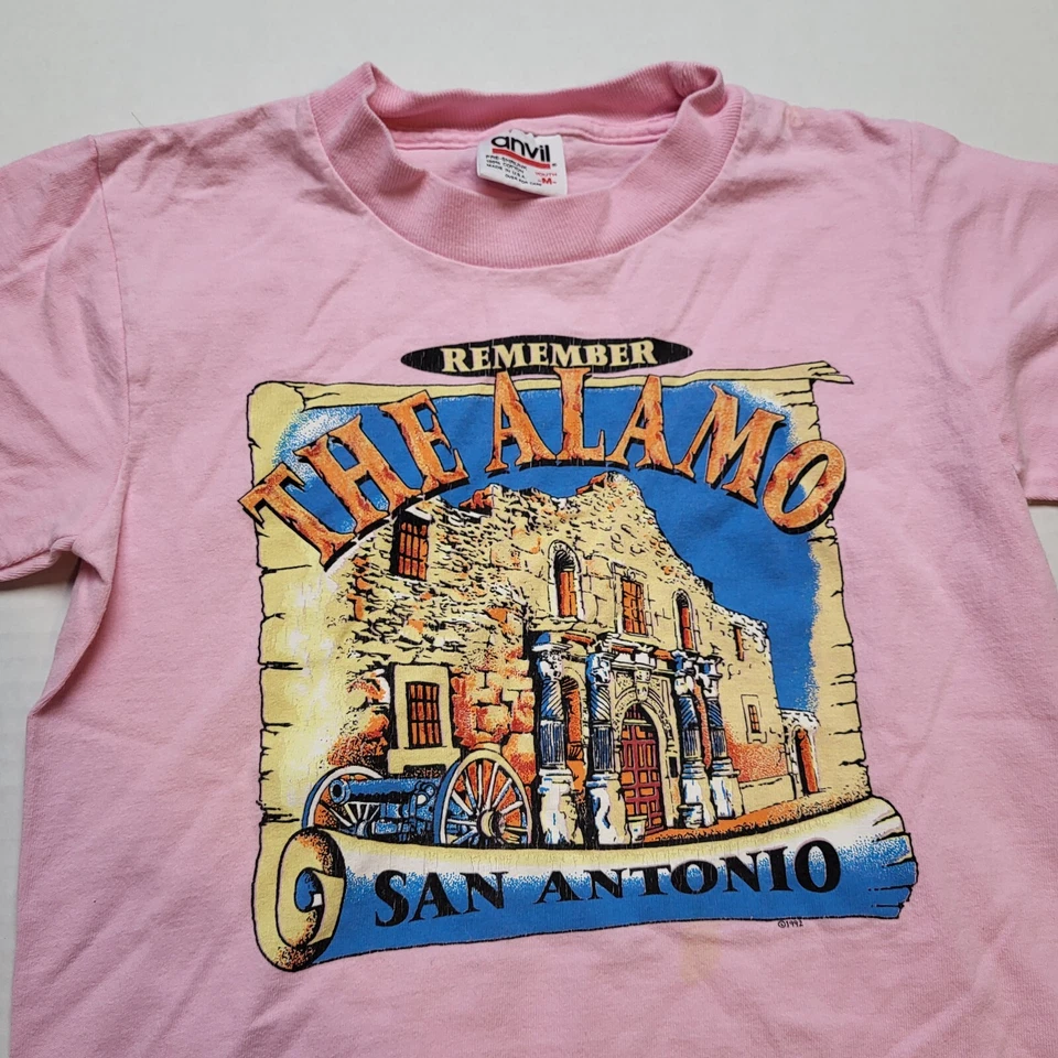Camiseta De Colección 1993 El Álamo Jóvenes Niñas M Rosa San Antonio EE. UU. 90s ?80 Foto 2 de 4