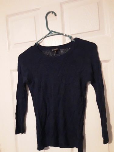 Express Girls Blue Long Sleeve Knit Thin Sweater XS - Picture 4 of 8