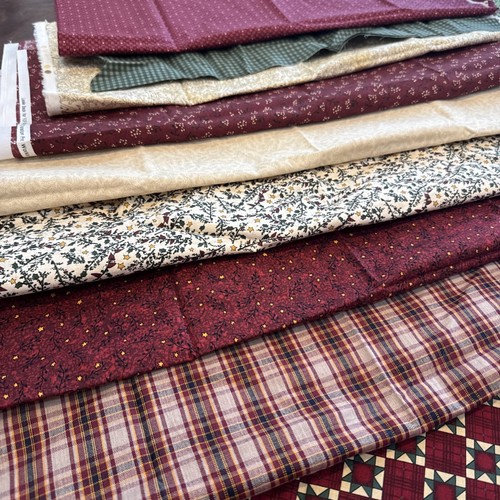 Vintage Christmas Prints Lot 9 Cotton Primitive Fabric Leslie Beck Cranston