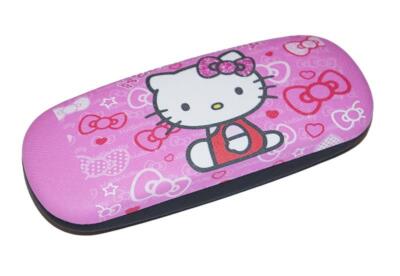 süßes Brillenetui für Kinder | Hello Kitty in rosa/schwarz - stabil + abwischbar