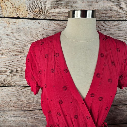 Ottowa Anthropologie Wickel Mini Kleid Kurzarm Freizeit Rosa XS - Bild 2 von 8