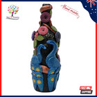Blue peacock couple Bottle Art decorative bottle Flower clay Handmade Home Decor