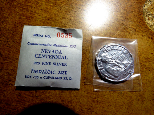 Heraldic Art Medal: "NAVADA CENTENNIAL" Super Gem BU Original Packaging D8 - Picture 1 of 4