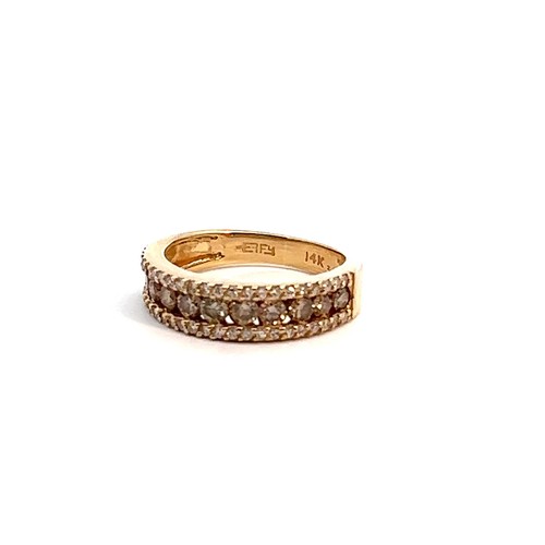 Genuine Effy 1cttw 14k Yellow Gold Natural White & Cocoa Diamond Wedding Band - Video 1 of 1