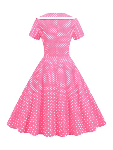 Damen Cocktailkleid Mottoparty Outfits fließendes Kostüm Tupfenmuster Kleidung - Bild 18 von 65