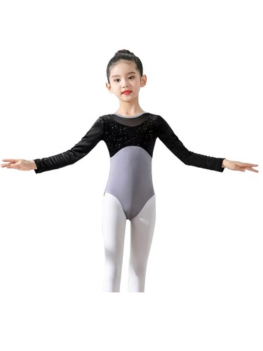 Girl Bodysuit Stage Dance Leotards Spliced Jumpsuit Competition Dress Yoga Mesh - Imagen 22 de 50