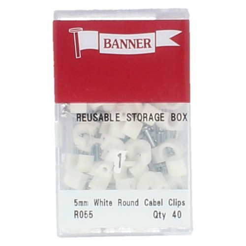 White cable clips in sizes 1.5mm/2.5mm/5mm/7mm/8mm By banner £0.99 - Picture 22 of 41