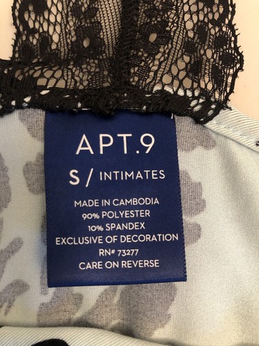 Apt 9 Intimates Womens Small Sleeveless Nightie Nightgown Aqua Black Lace Back - Picture 6 of 6