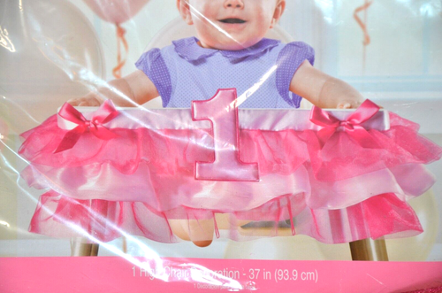 Deluxe Pink High Chair Decoration for 1st Birthday, 37" wide - Picture 2 of 3
