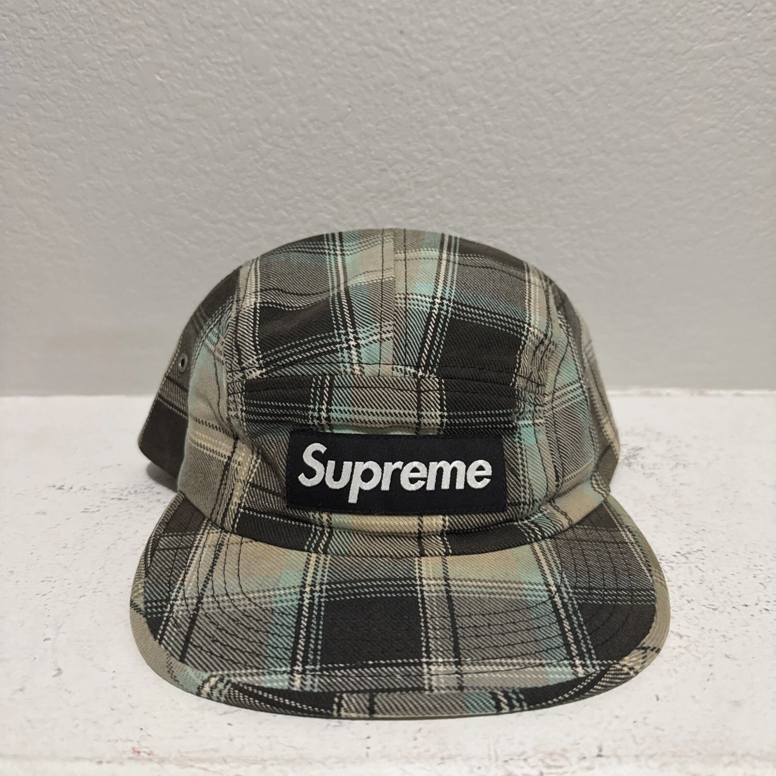 Casquette de camp graphique à carreaux Supreme New York 5 panneaux chapeau