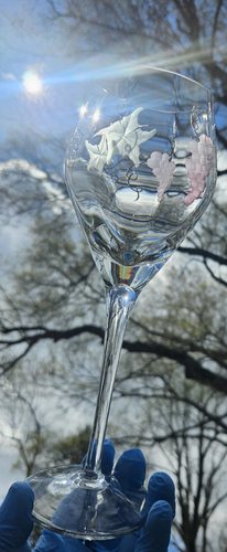 Copa de vino vintage Rosenberg cristal rumano grabado vid 24 k pintada a mano - Imagen 21 de 24