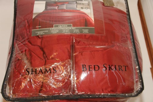 Veratex FRAMES City Collection 5P Queen Comforter Set Red - Picture 4 of 7