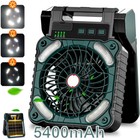 Portable Solar Powered Camping Fan 5400mAh Rechargeable Fan with Timer LED Light
