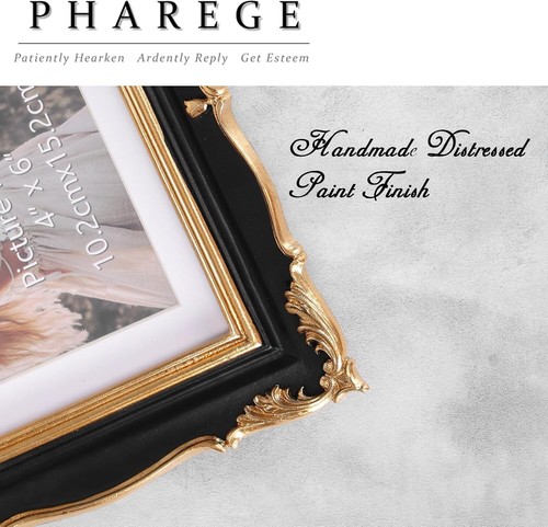Vintage Style Frame for 5x7 Picture - Ornate Retro Frame with Mat for 4x6 Photo - Picture 6 of 8