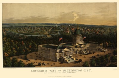 Historic Panoramic View - Washington DC - Sachese 1857 - 23 x 35.33