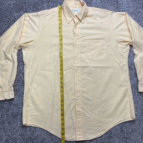 Vintage Brooks Brothers Shirt Mens 16 34 Yellow Orange Supima Cotton Made USA - Afbeelding 8 van 13