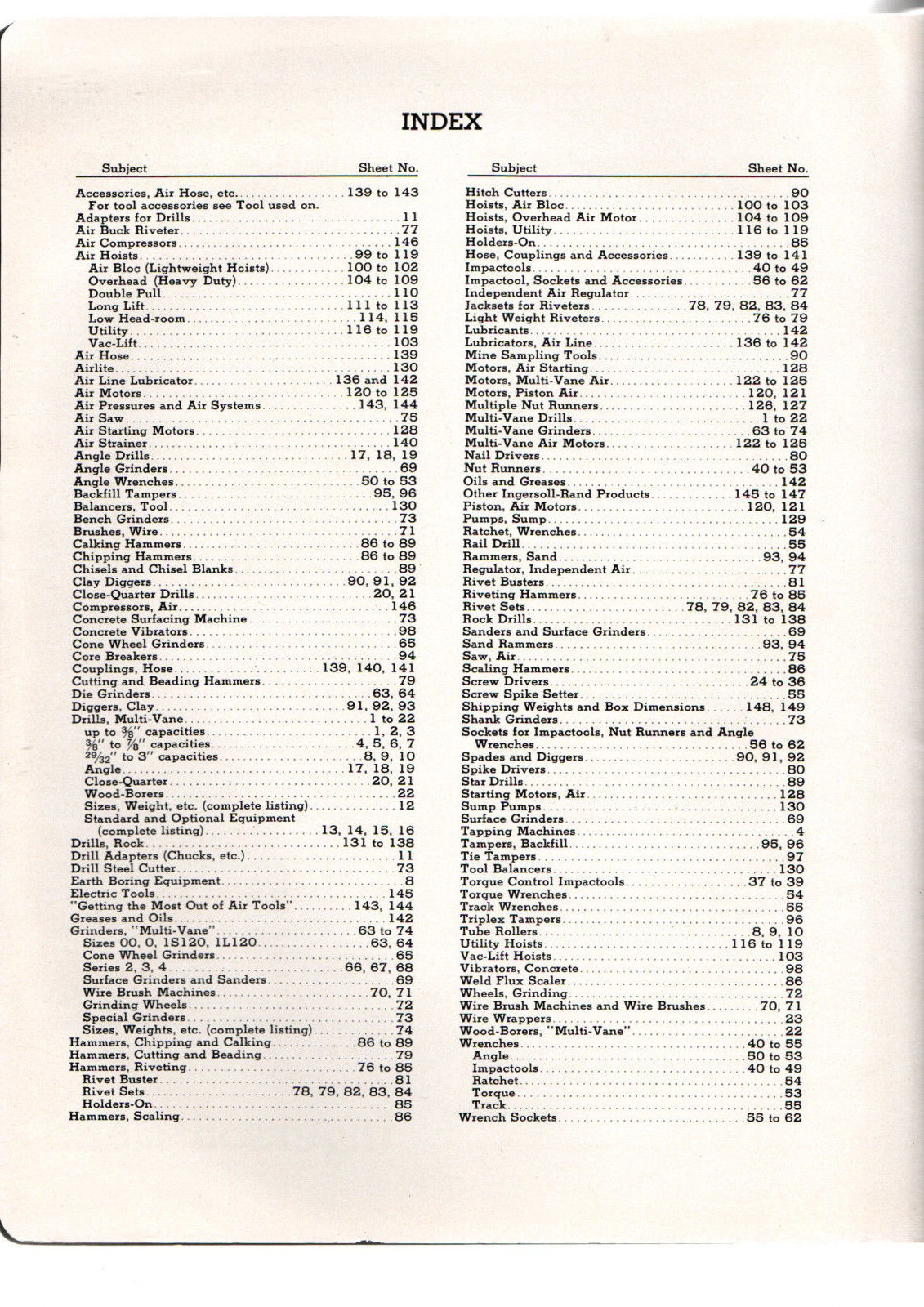 INGERSOLL RAND AIR TOOLS VINTAGE TECHNICAL CATALOG CATALOGUE c1950'S eBay