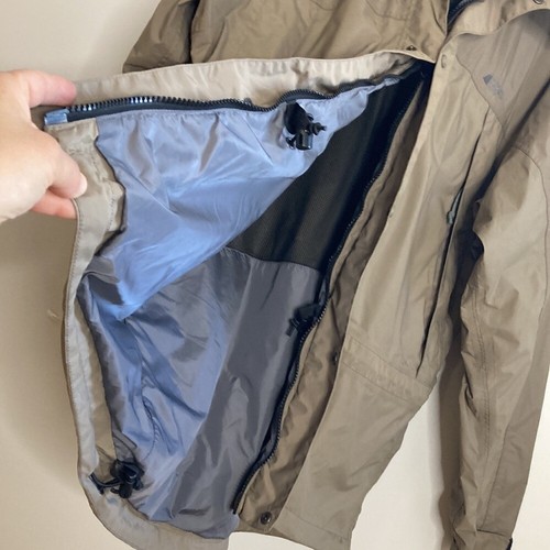 MEC Rain Jacket Mens Large Tall Tan Brown Hooded Waterproof Travel Workwear - Picture 11 of 16