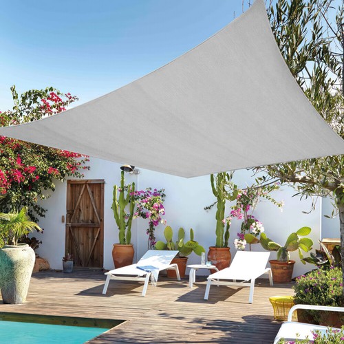 Voile d'ombrage IMPERMÉABLE protection solaire coupe vent 95% protection UV rectangle économies 4mX5m DHL