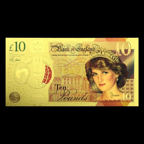 Billetes de oro princesa Diana diez libras dinero sin moneda decoración del hogar - Imagen 2 de 7
