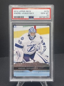 2014-15 ANDREI VASILEVSKIY UPPER DECK YOUNG GUNS ROOKIE CARD 478 PSA 10 GEM MINT
