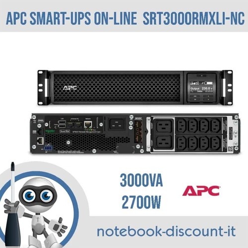 Gruppo di continuità APC Smart-UPS On-Line SRT3000RMXLI-NC  2,7Kw   NO BATTERY